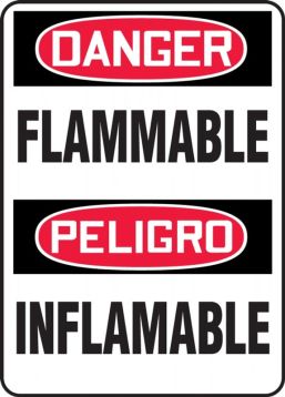 Contractor Preferred Spanish Bilingual OSHA Danger Safety Sign: Flammable