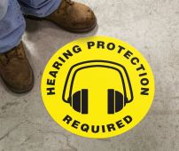 Slip-Gard™ Floor Sign: Hearing Protection Required (Graphic)