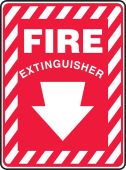 Safety Sign: Fire Extinguisher (Down Arrow White)