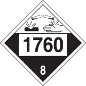 4-Digit DOT Placard: Hazard Class 8 - 1760 (Corrosive Liquid)