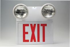 Combination Emergency Lighted Exit Sign with Round Emergency Lights