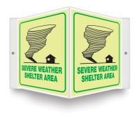 Glow-In-The-Dark Projection™ Safety Sign: Severe Weather Shelter Area (Graphic)