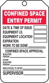 Confined Space Status Safety Tag: Confined Space Entry Permit