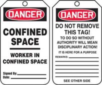 OSHA Danger Safety Tag: Confined Space- Worker In Confined Space