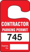 Vertical Hanging Parking Permit: Contractor Parking Permit