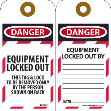 DANGER EQUIPMENT LOCKED OUT TAG (LOTAG17)