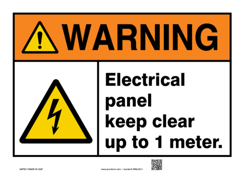 ANSI Warning Safety Signs: Electrical Panel Keep Clear ()