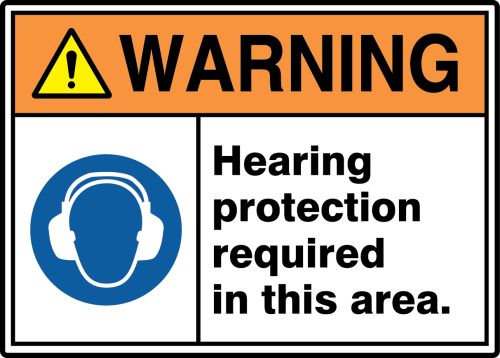 Hearing Protection Required ANSI ISO Warning Safety Signs MRPE311