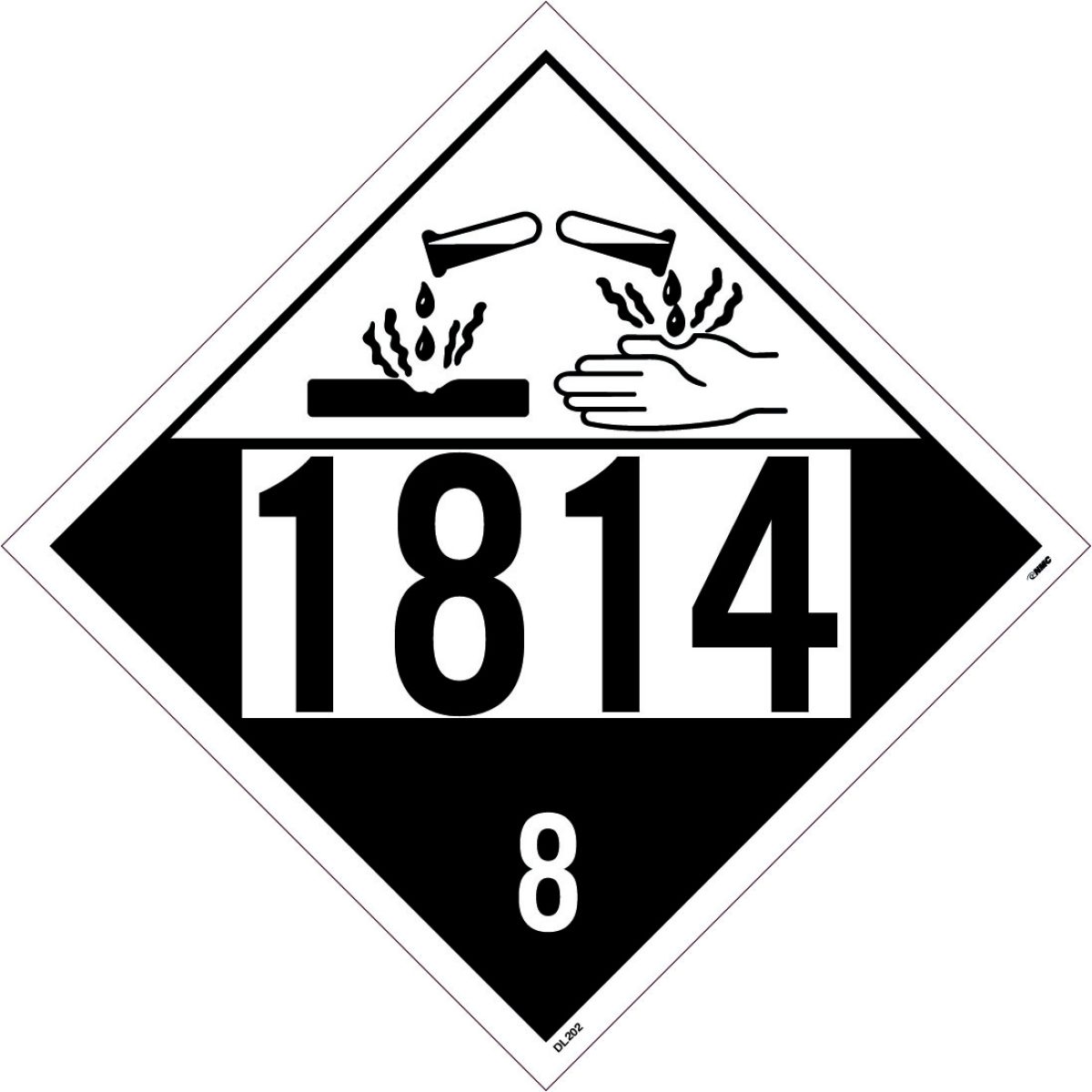 1814 CLASS 8 CORROSIVE PLACARD SIGN (DL202BUV)