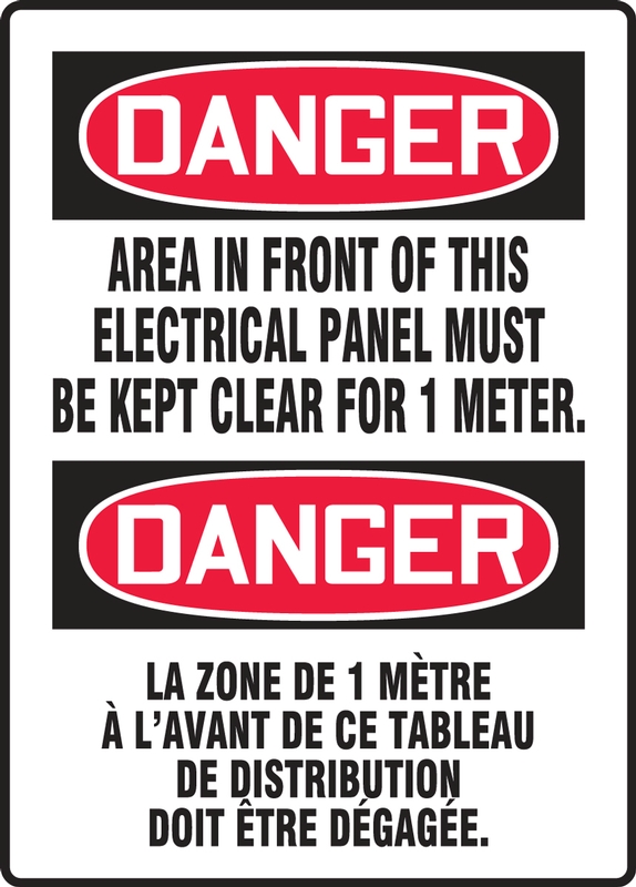 French Bilingual OSHA Danger Safety Sign: Area In Front Of This ...