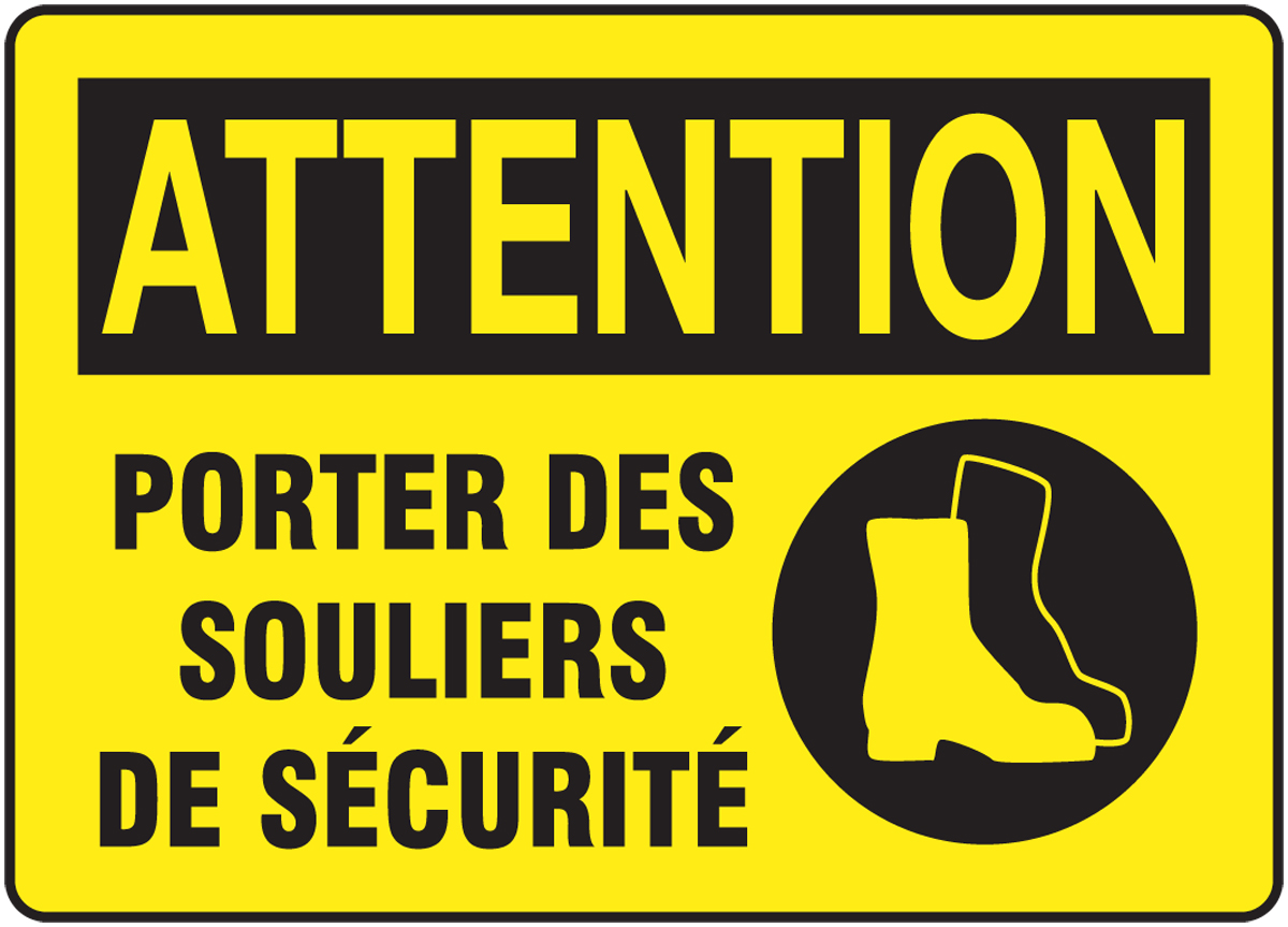 Porter Des Souliers De Securite French OSHA Caution Sign FRMPPA674