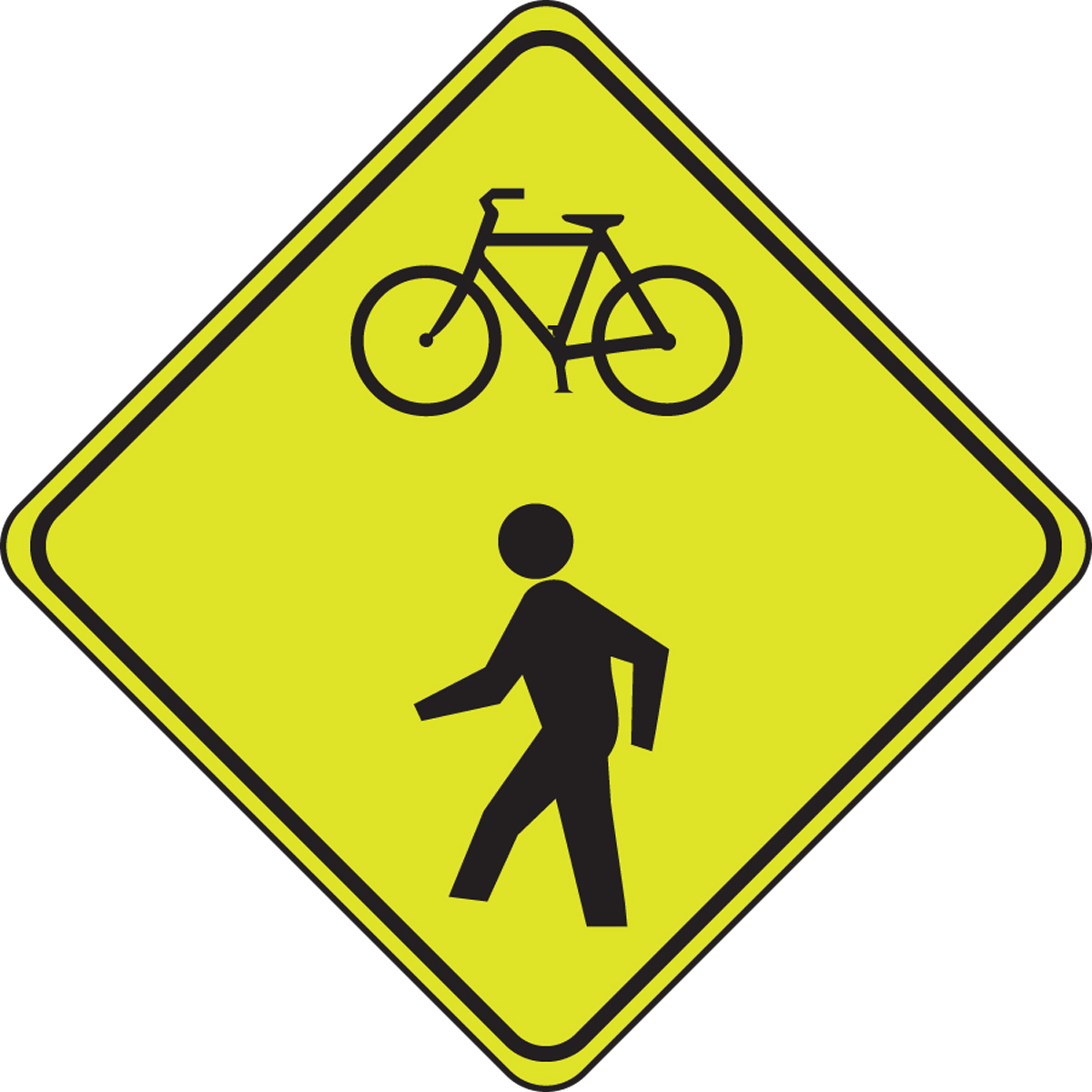 Combined Bicycle/Pedestrian Crossing Fluorescent Yellow-Green Sign