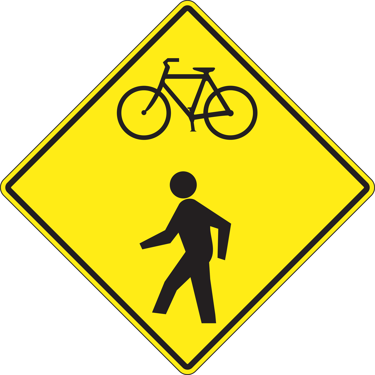 Bicycle/Pedestrian Warning Bicycle & Pedestrian Sign FRW543