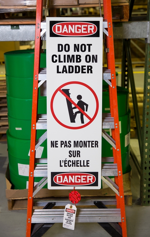 Do Not Climb Ladder Bilingual OSHA Danger Ladder Shield Kit KLB426