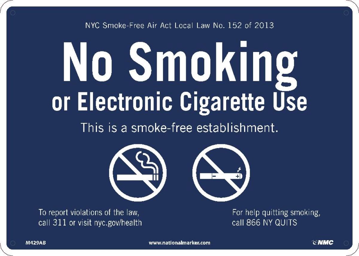 NYC SMOKE FREE AIR ACT SIGN (M429AB)