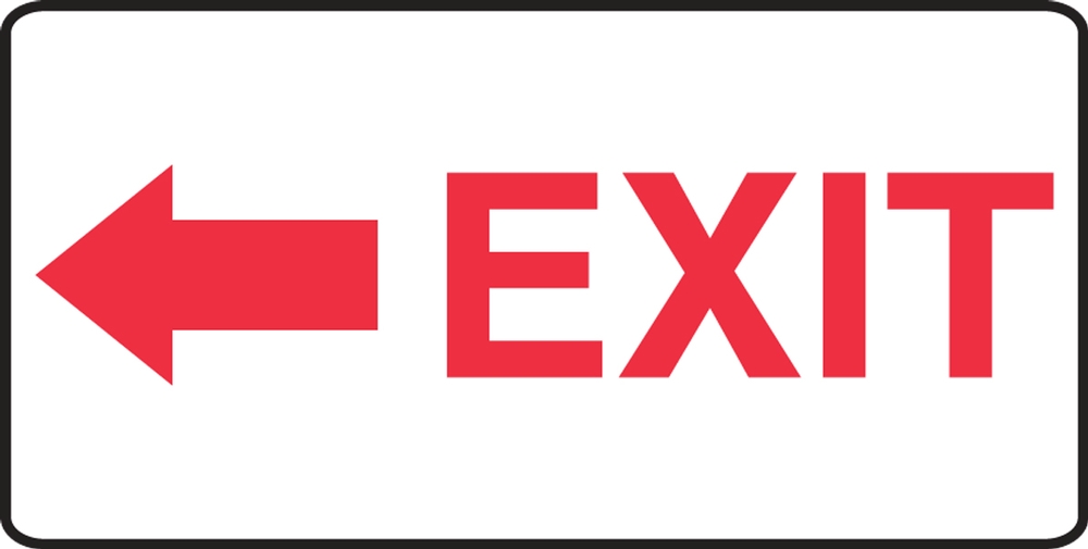 Exit (Red Arrow Left) Safety Sign MADC540