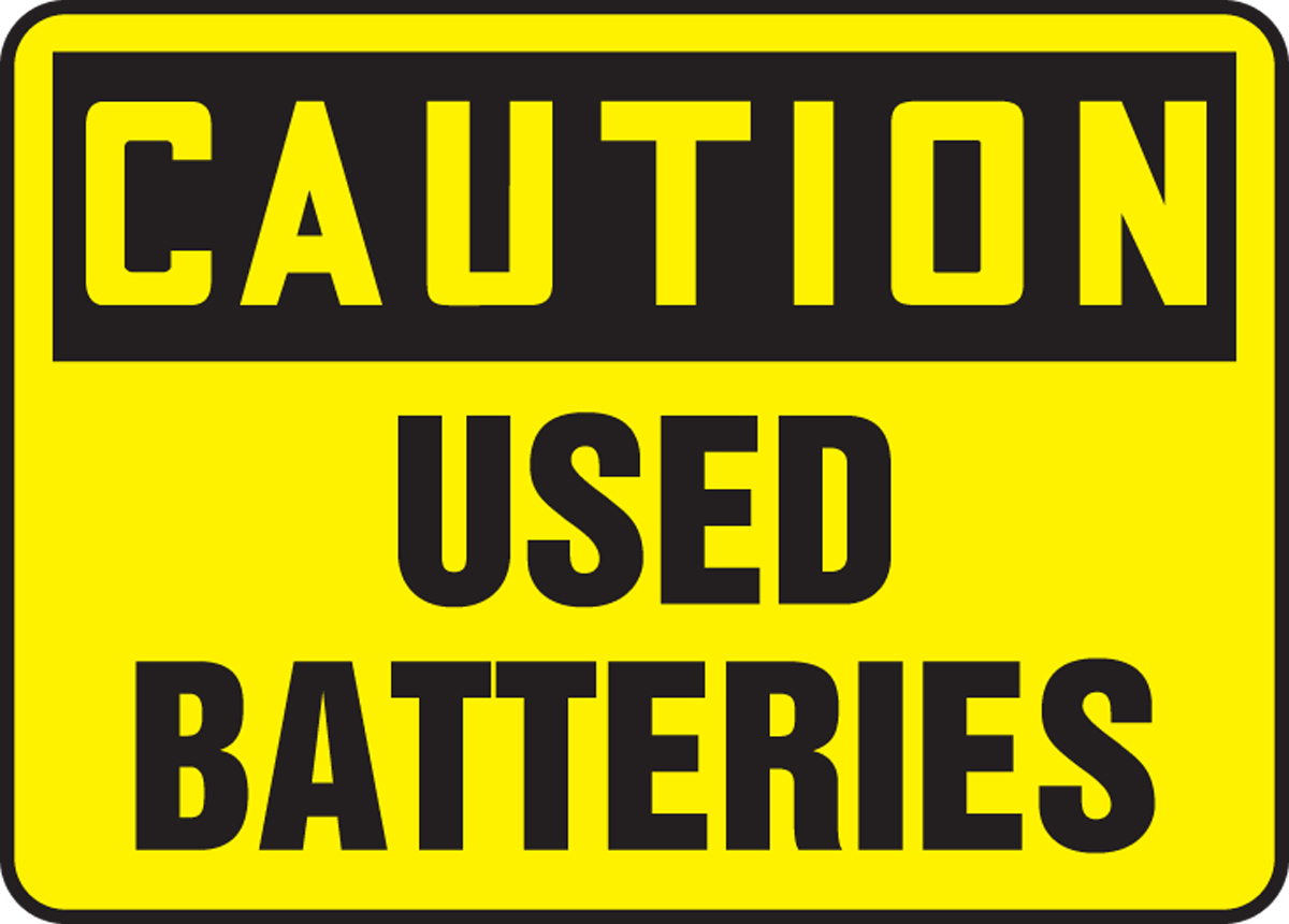 Used Batteries OSHA Caution Safety Sign MELC650