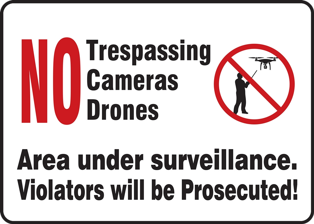 No Trespassing Cameras Drones Area Under Surveillance - Violators Will Be  Prosecuted Safety Sign MDRN504
