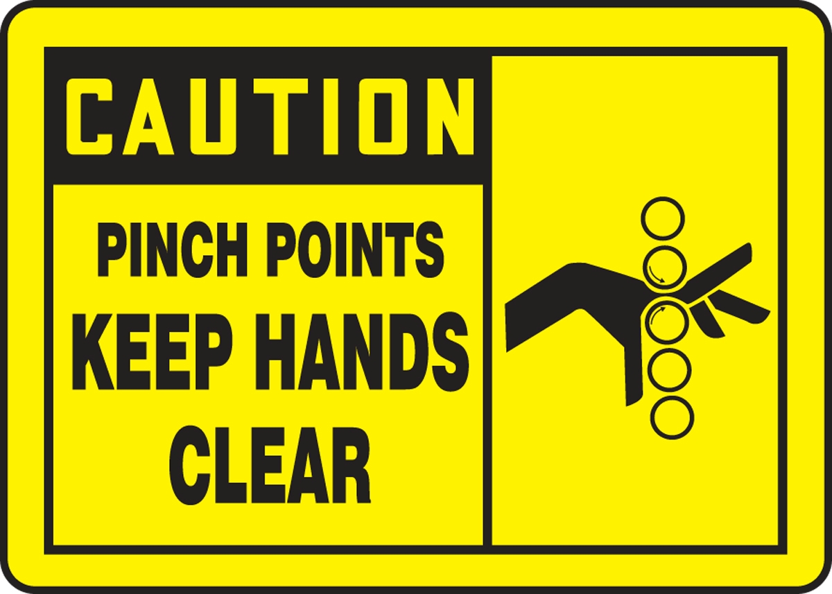 Pinch Points Keep Hands Clear OSHA Caution Safety Label LEQM613