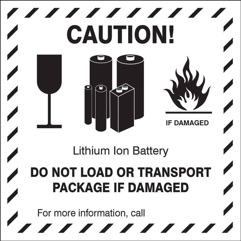 Shipping Label: Caution Lithium Ion Battery Do Not Load Or Transport  Package If Damaged For More Information Call ___ (MPC213)