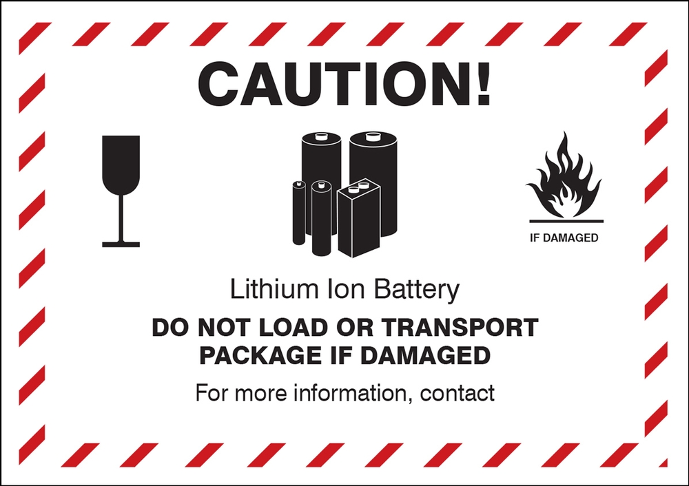 Shipping Label: Caution Lithium Ion Battery Do Not Load Or Transport  Package If Damaged For More Information Call ___ (MPC216)