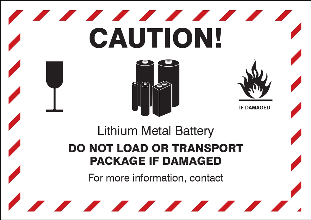 Caution Lithium Metal Battery Shipping Label MPC220
