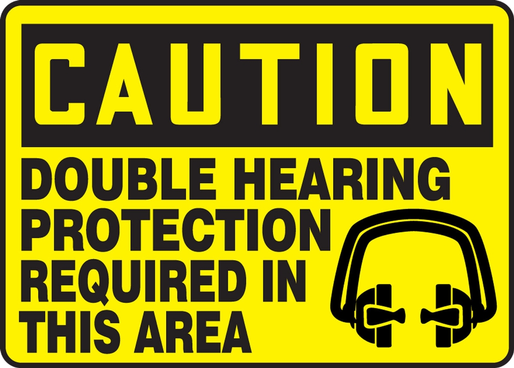 Double Hearing Protection Required In Area OSHA Safety Sign MPPE623