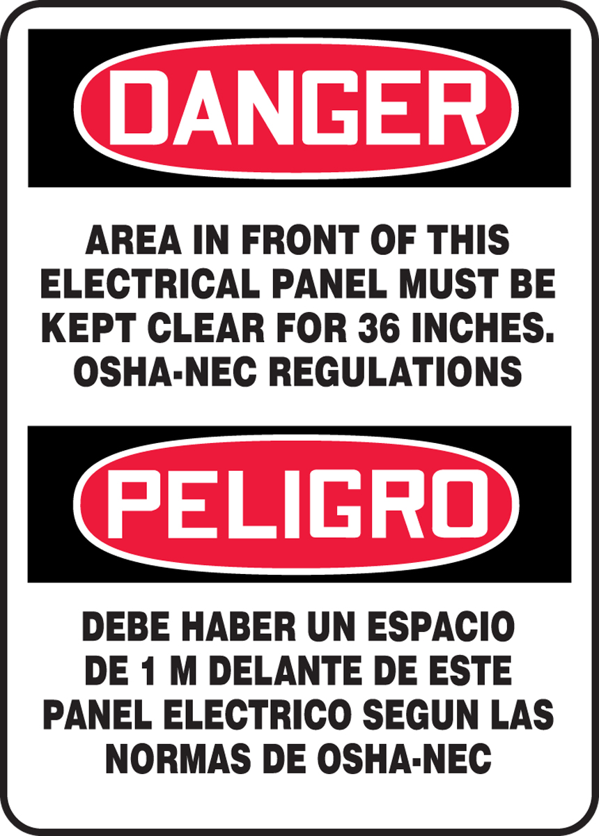 Area In Front Of Electrical Panel Must Be Kept Clear For 1 Meter Bilingual  Safety Sign SBMELC002