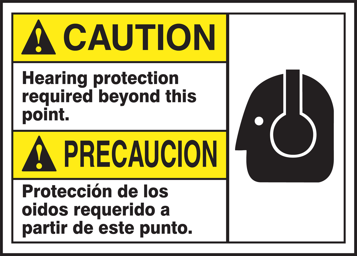 Hearing Protection Required Mexican Bilingual ANSI Sign MTAS602