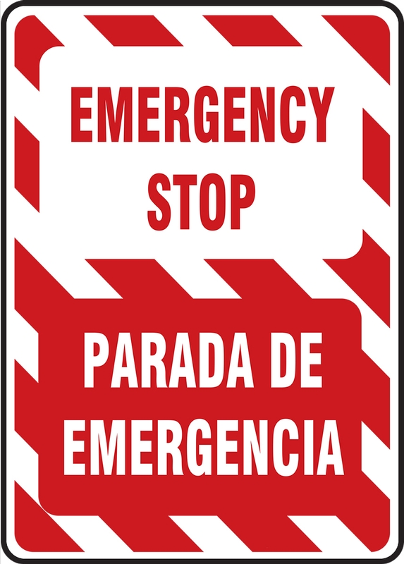 Emergency Stop- Parada De Emergencia Bilingual Safety Sign SBMELC519