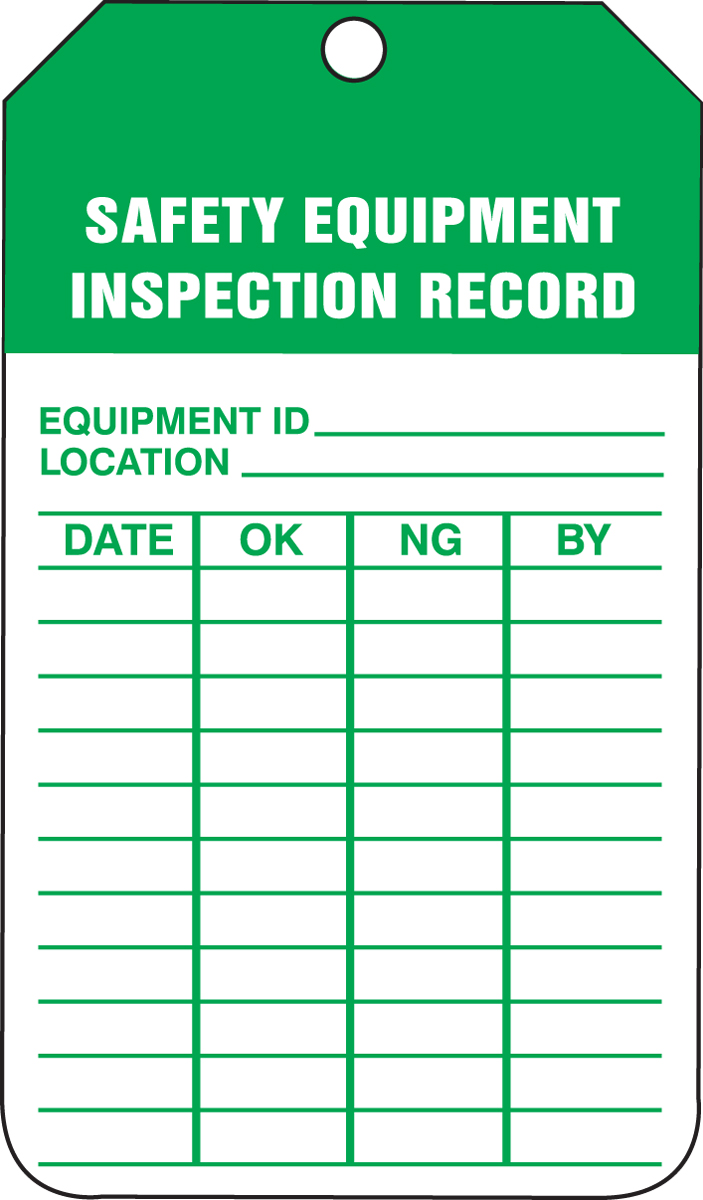 Safety Equipment Inspection Record Equipment Status Safety Tag TRS250