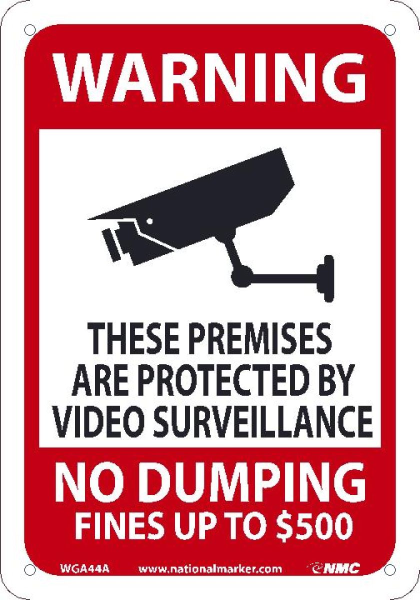 PREMISES ARE PROTECTED BY VIDEO, NO DUMPING, FINES UP TO $500 (WGA44RB)