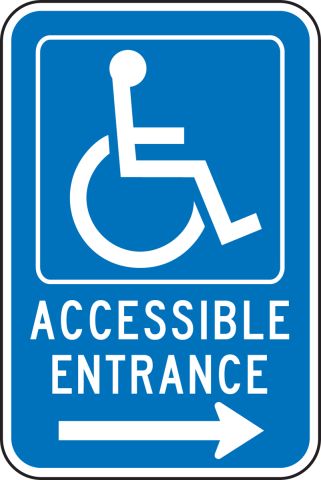 Handicap Accessible Entrance (Right Arrow) Federal Parking Sign FRA236