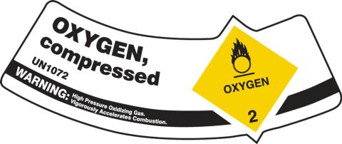 Oxygen, Compressed Cylinder Shoulder Labels MCSLOXY