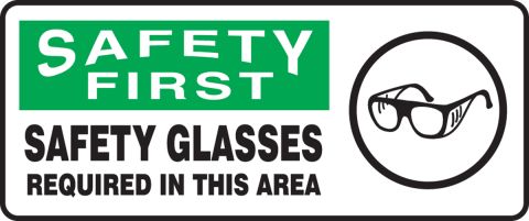 Safety Glasses Required In This Area OSHA Safety Sign MPPE921