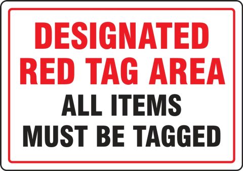 Red Tag Area Sign: 5S Red Tag Area