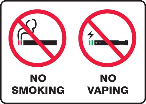 No Smoking Sign: No Smoking - No Vaping (Landscape) (MSMK542VS)