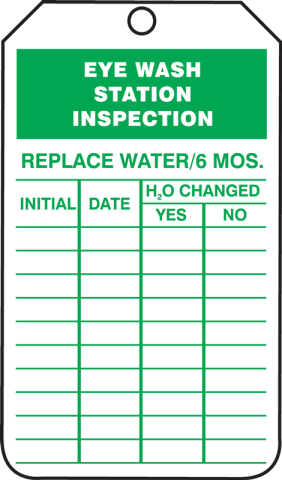 Eye Wash Station Inspection Plastic Tags, SKU: TG-1266